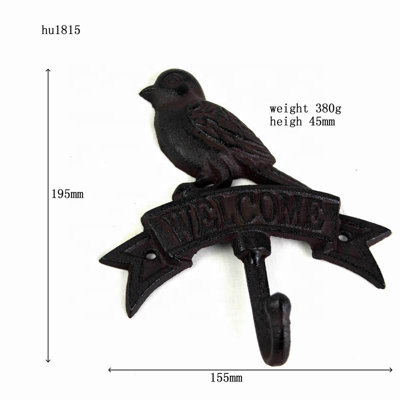 Antique Wall Mount Bird shape Black Iron Coat Hooks