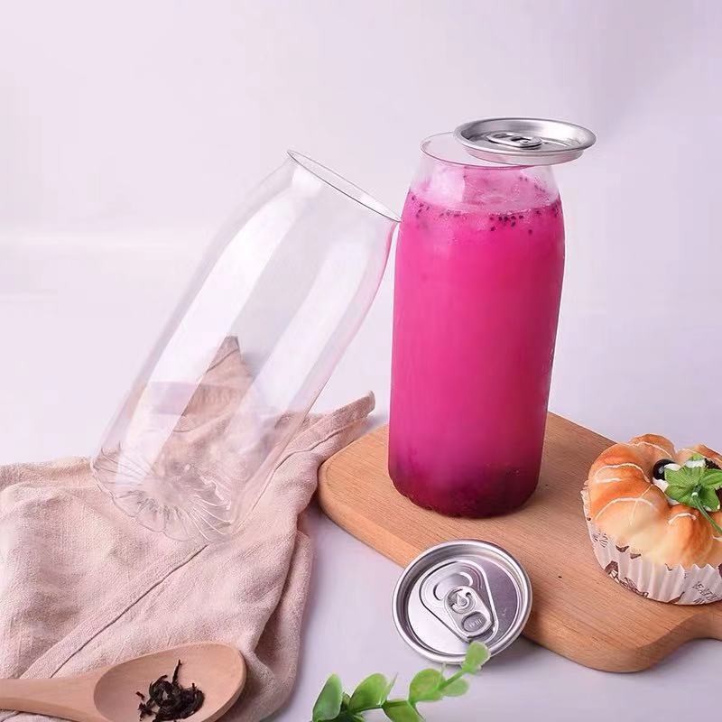250ml Empty Disposable Plastic Beverage Cans With Aluminum Lid