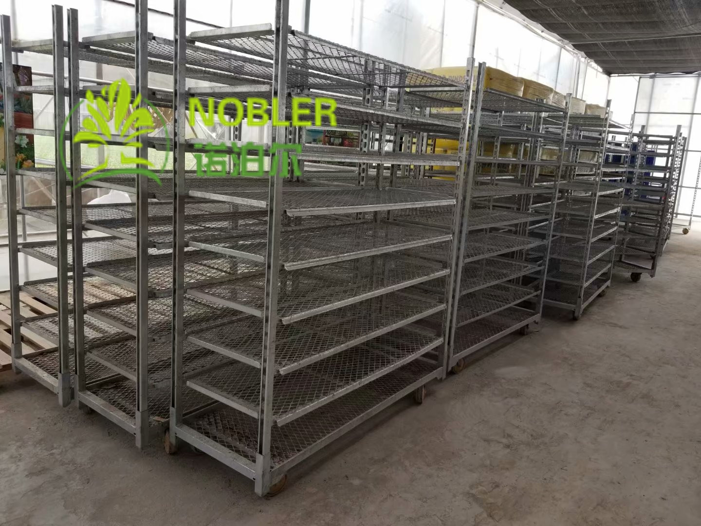 Pull Net Shelf Dutch Flower Trolley For Storage Nursery Display