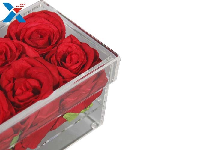Rectangle Acrylic Flower Box 12 24 36 Holes Rose Flower Box With Lid Durable