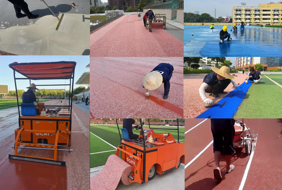 Iaaf Approved Standard Sky Blue Spray Coated Sandwich Athletic Rubber Running Track For Sports Fields