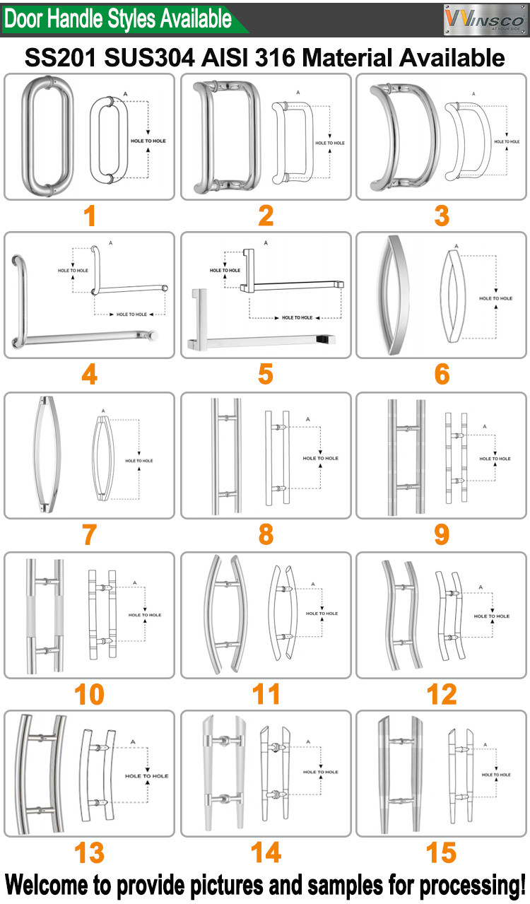 Primary Colors Stainless Steel Metal Fabrication Mirror Finished Custom Door Handle Fabrication