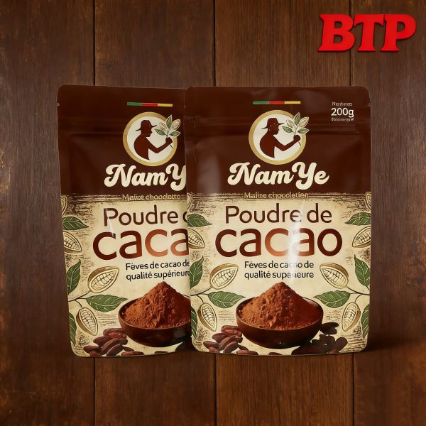 High for Stand up Resealable Pouch with Zipper Top PE Plastic Custom Logo for Cocoa & Coffee Powder Packaging