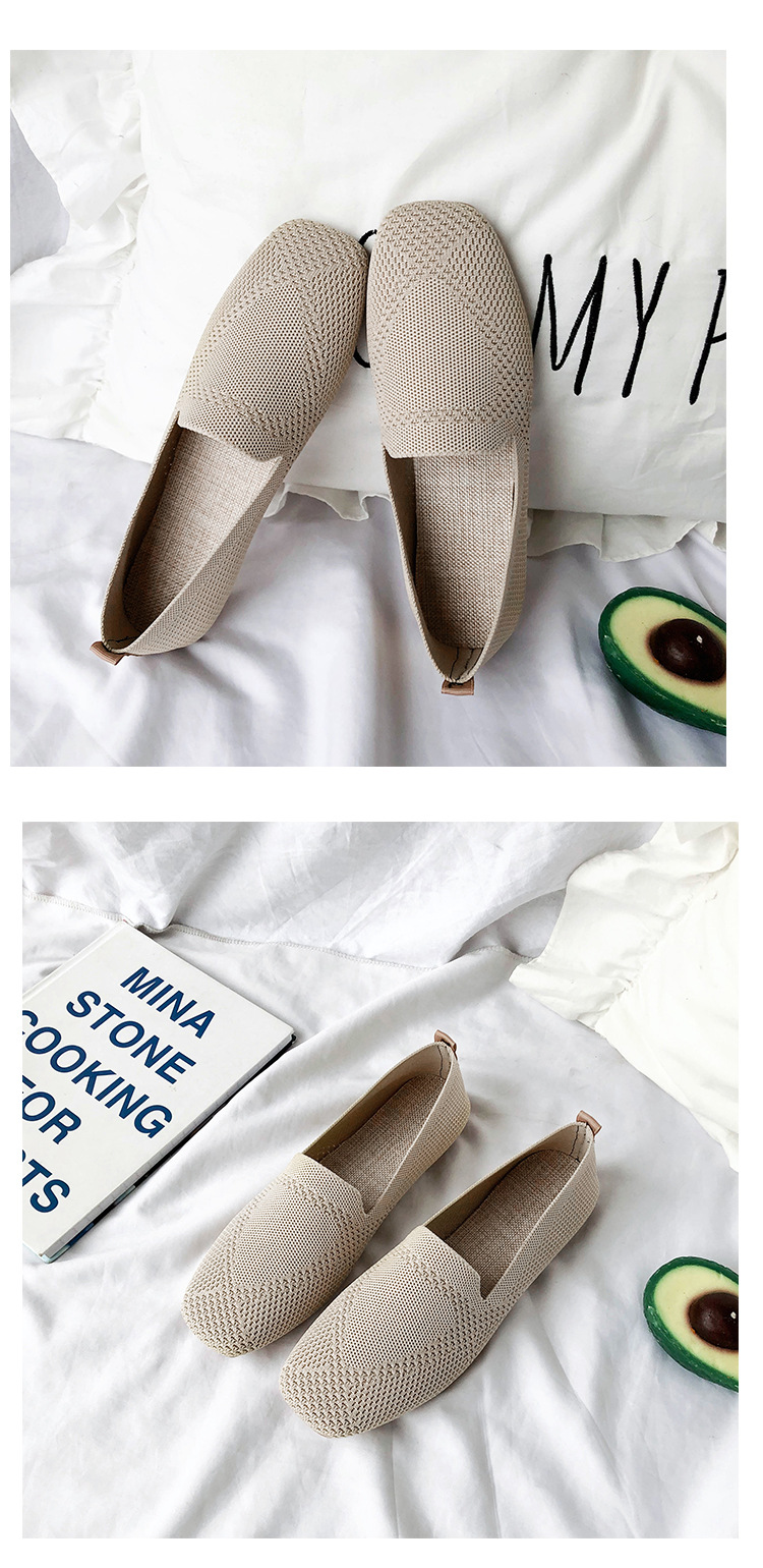 Wholesale Solid Color Thin Section Breathable Flat Shoes Women's New Soft Sole Woven Shoes