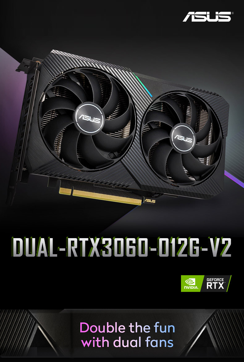 ASUS RTX 3060 Graphics Card 12gb Gddr6 PCI Express 4.0 Video Playback DUAL-RTX3060-012G