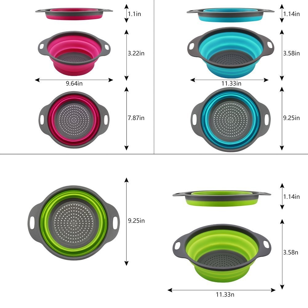 Collapsible Colander Set Of 3 Heat Resistant Washing And Draining Of Vegetables Fruits Pasta Perfect For Kitchen Trainer
