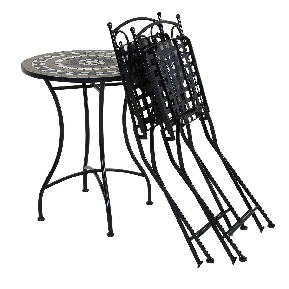 Sturdy Iron Garden Balcony Bistro Set with Modern Design Style and Ceramic Tile Coating