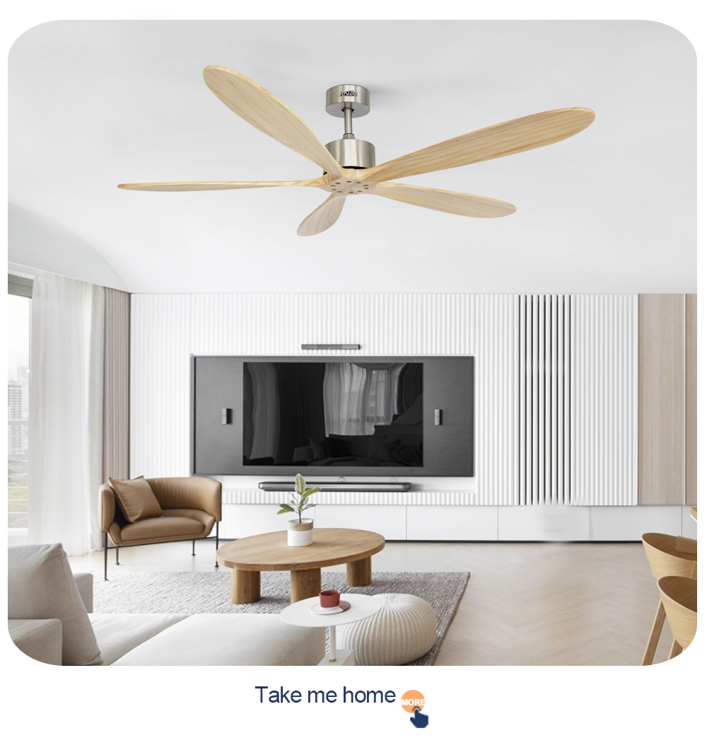 5 Solid Wood Silent DC Motor Remote Control Ceiling Fans for Private Mold Cooling Air