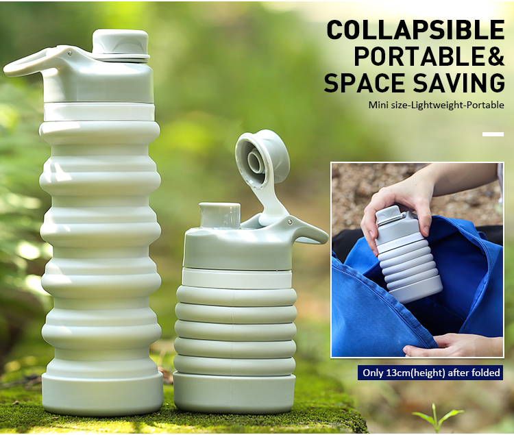Travel Portable Squeeze Flexible Silicone Collapsible Water Bottle