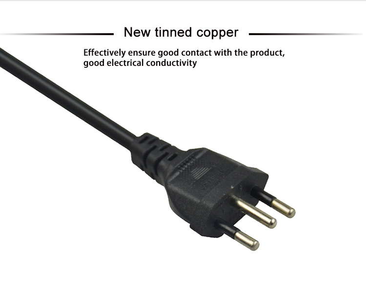 3Pin Brazil Plug Electrical Power Cord 1m 1.5m 1.8m 2m For PC Adapter