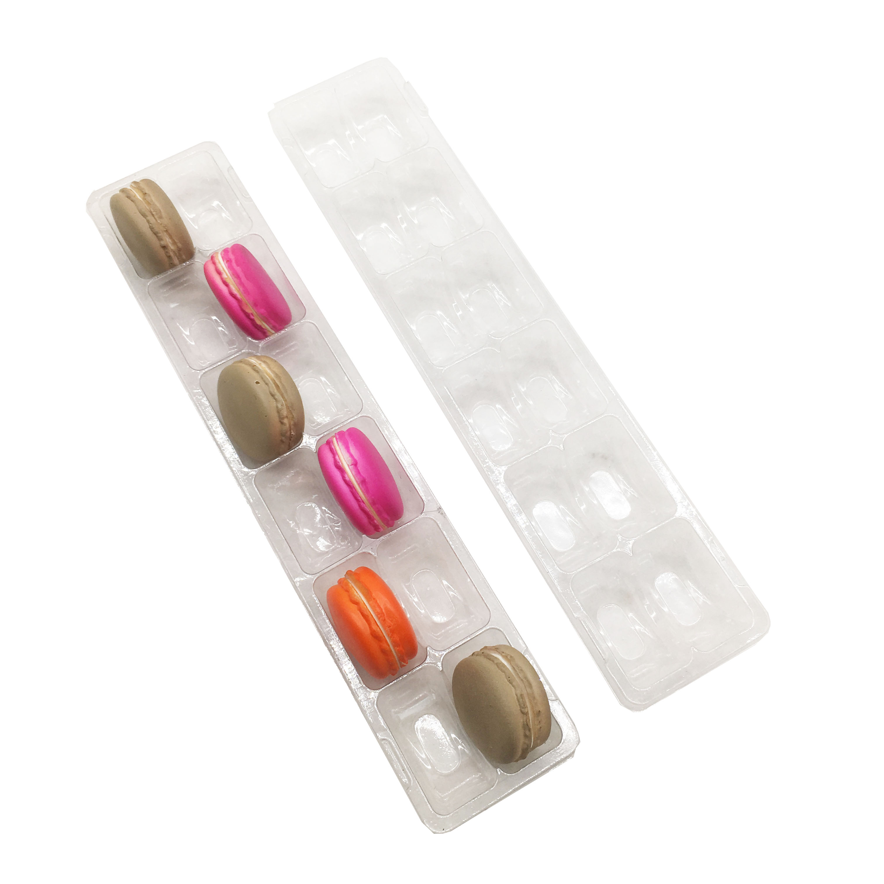 Vacuum forming 2x6 arrangement 12pcs macaron packaging tray clear PVC/PET macaron tray blister macaron pack box/tray