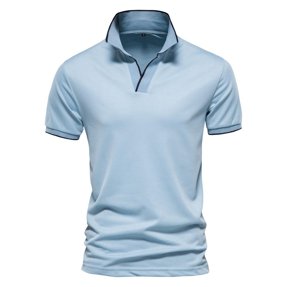 Print Custom Polo T-Shirts for Men 2024 Summer V-Neck Solid Color Work Short Sleeve