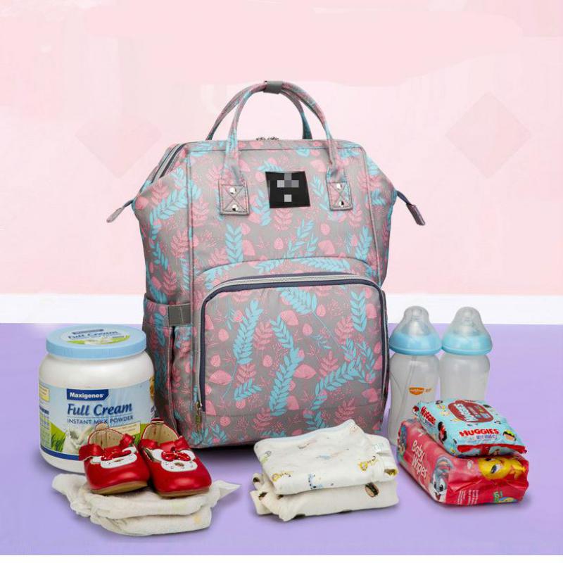 FashionTravel Backpack Baby Large Capacity Mommy Diaper Bag Designer Nursing Bag floral insulated mummy Bag With Stroller Strap