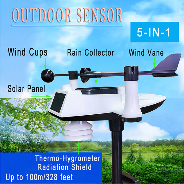 Wireless Outdoor Weather Station Remotely Measure Wind Direction Wind Speed Rainfall Air Pressure
