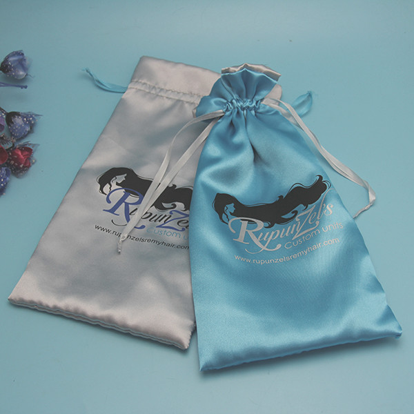 Luxury Silk Satin Hair Extension Packaging Bags , Personalized Satin Organza Bags