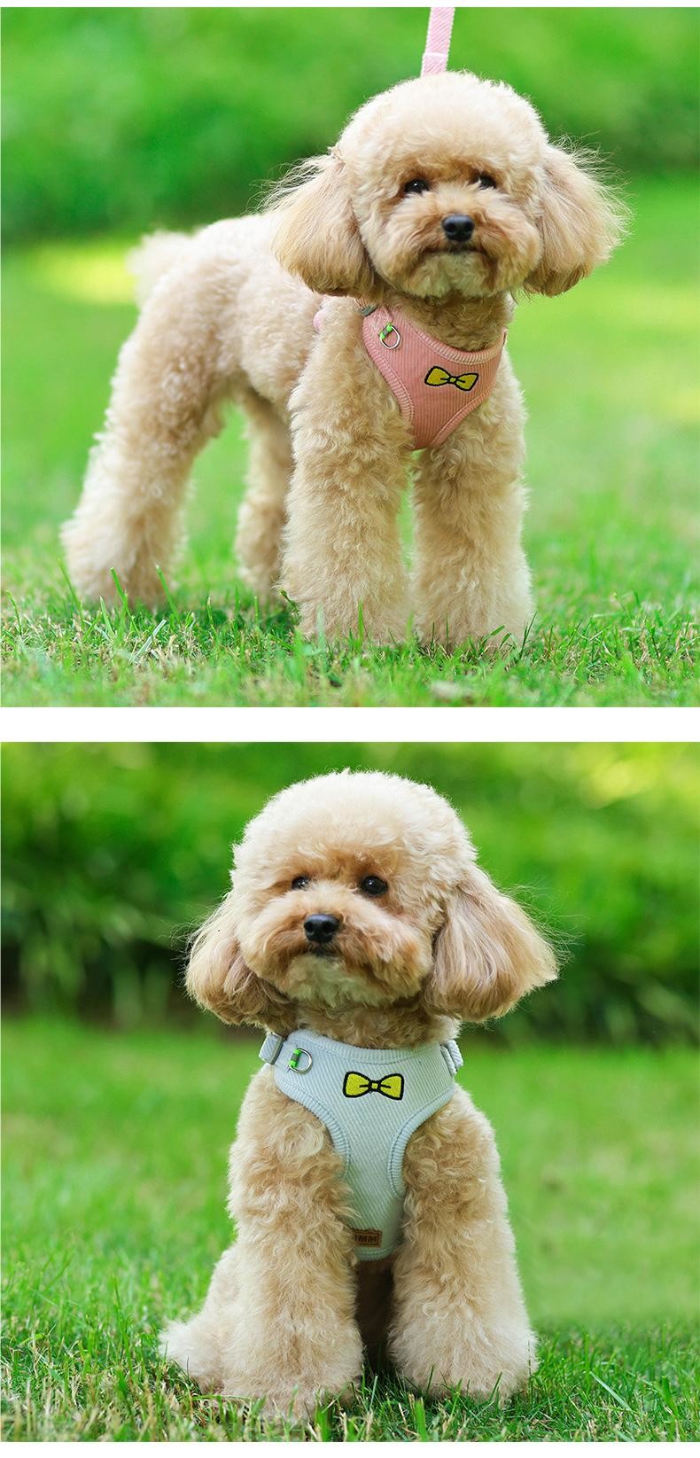 Reflective Pet Corduroy Harness Vest With Safety Buckle For Small Dogs