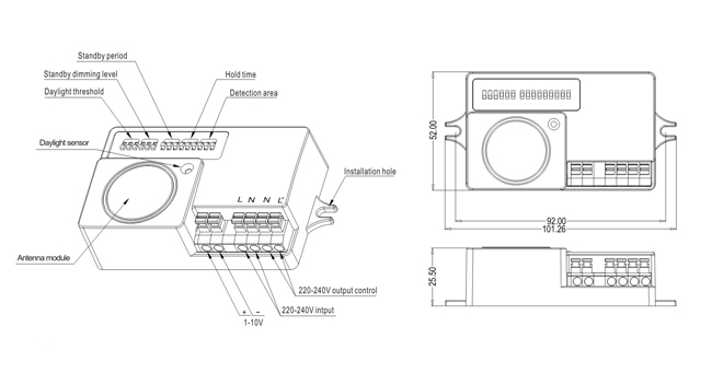 1 - 10v Microwave Motion Long Range Motion Sensor 16m For Daylight
