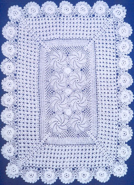 Rectangular coffee table linen table cloth table, Corcheted Lace Table linen, Tablecloth
