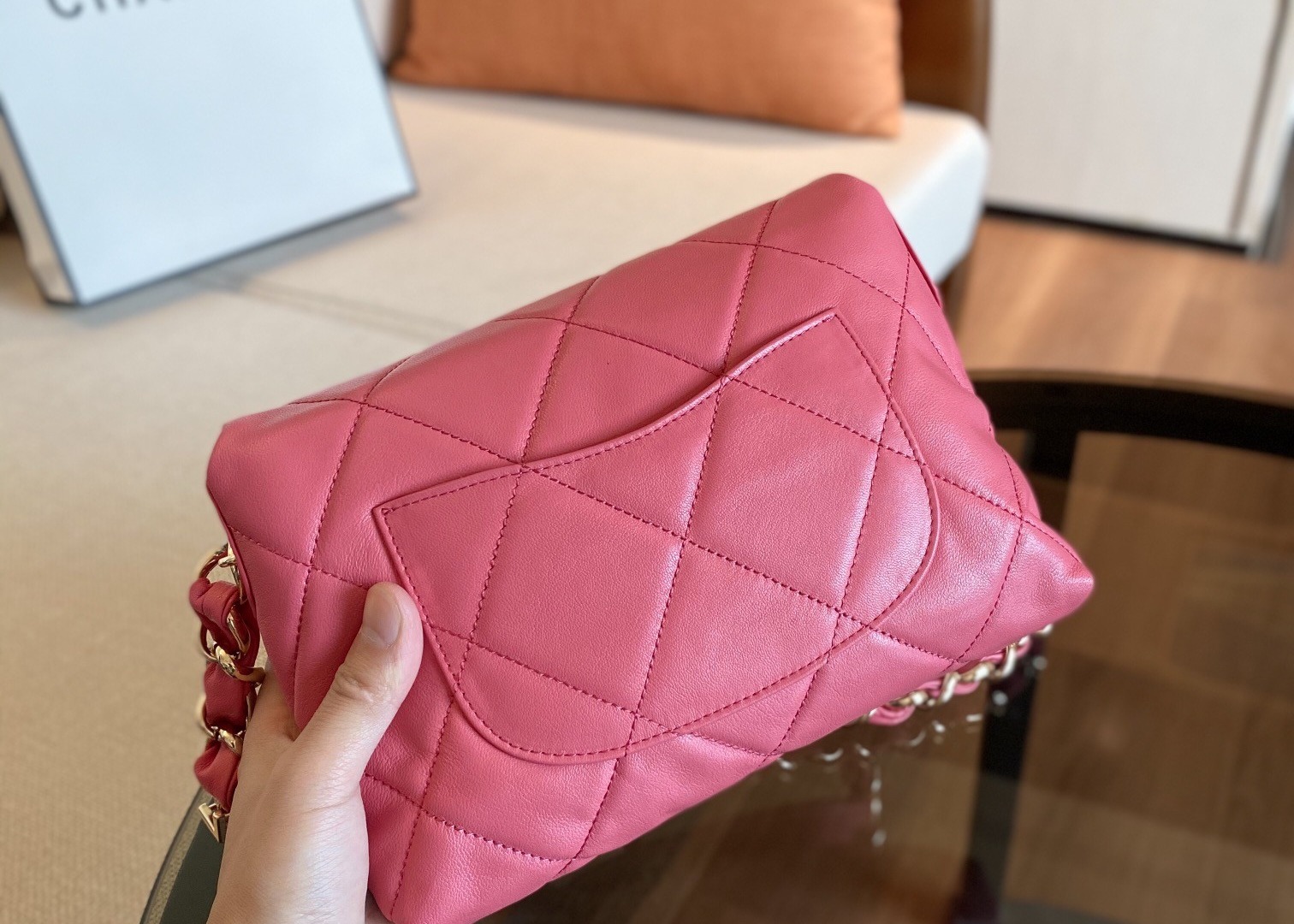 17cm Length Chain Shoulder Bag Daily Travel With Shallow Gold Hardware