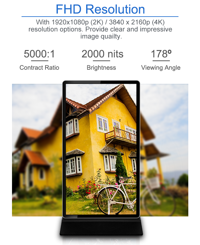 65 Inch High Definition Floor Standing Digital Signage Stunning Digital Display