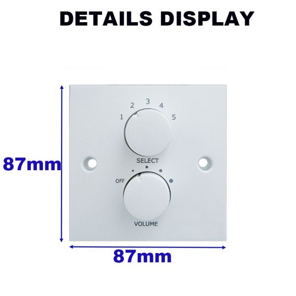 AT-506 OEM ODM White Color PC Material Adjustment 6W Wall Mounted Volume Controller