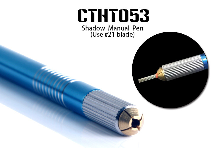 Anti Slip Shading Eyebrow Manual Tattoo Pen Use #21 Round Blade 5 Colors