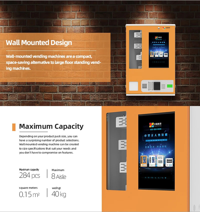 23.5" digital touch screen wall mounted vending machines with Remote control