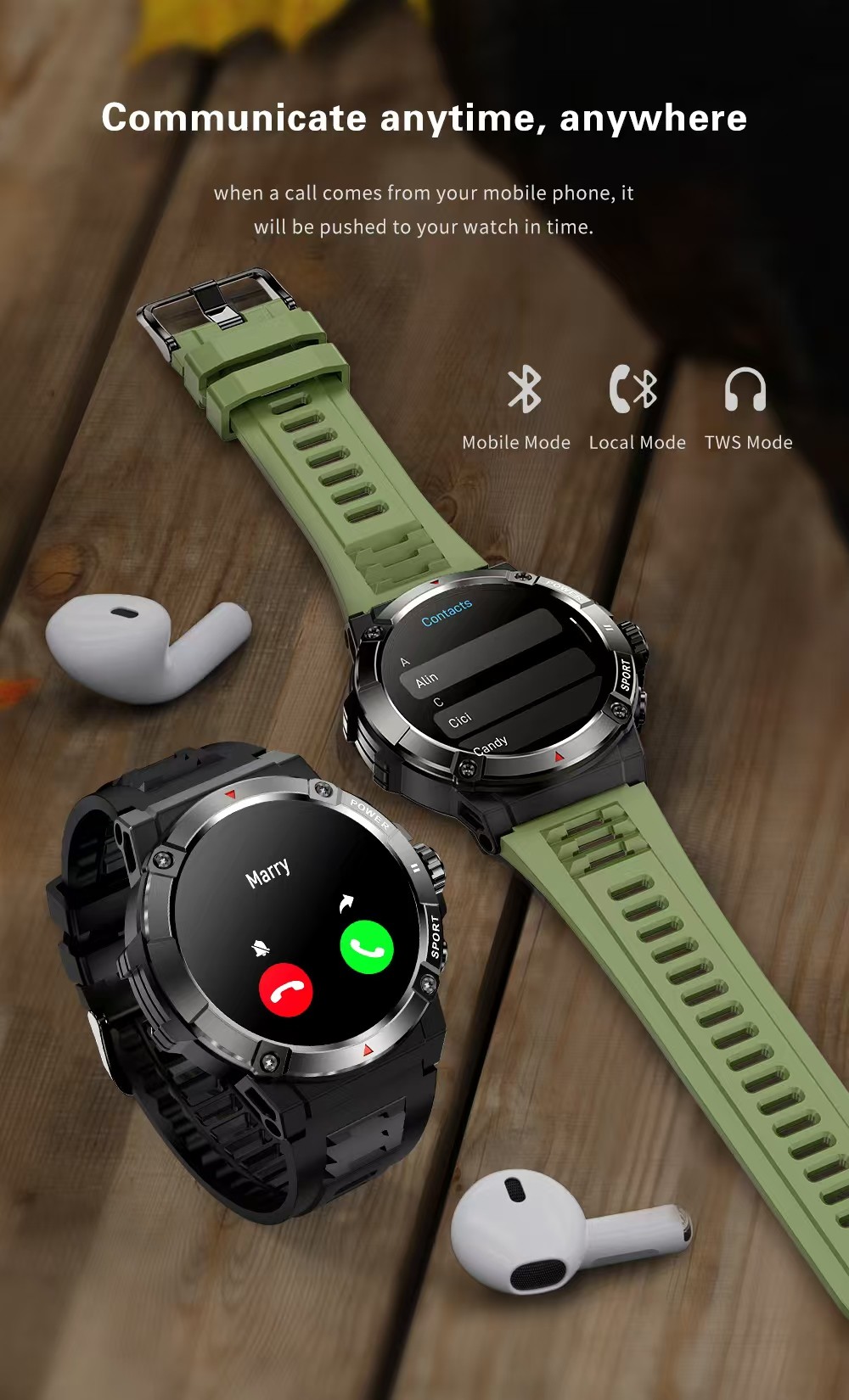 NX8 Pro Men Smart Watch 1.43 Inch AMOLED Display / GPS Positioning Smart Watch IP68