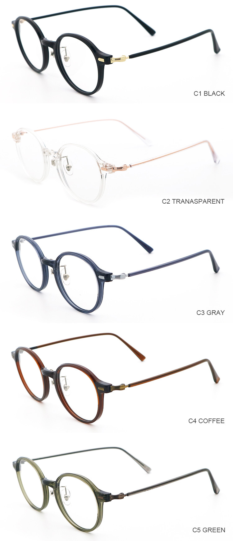 Classic Mens Round Acetate Glasses Optical Frame MR 98856
