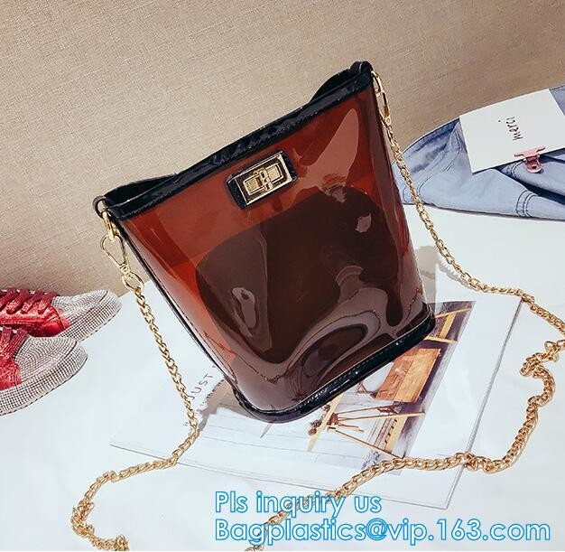 Transparent conference eco shopping bag, shopping pvc bag with custom print, shopping square bottom portable clear PVC p