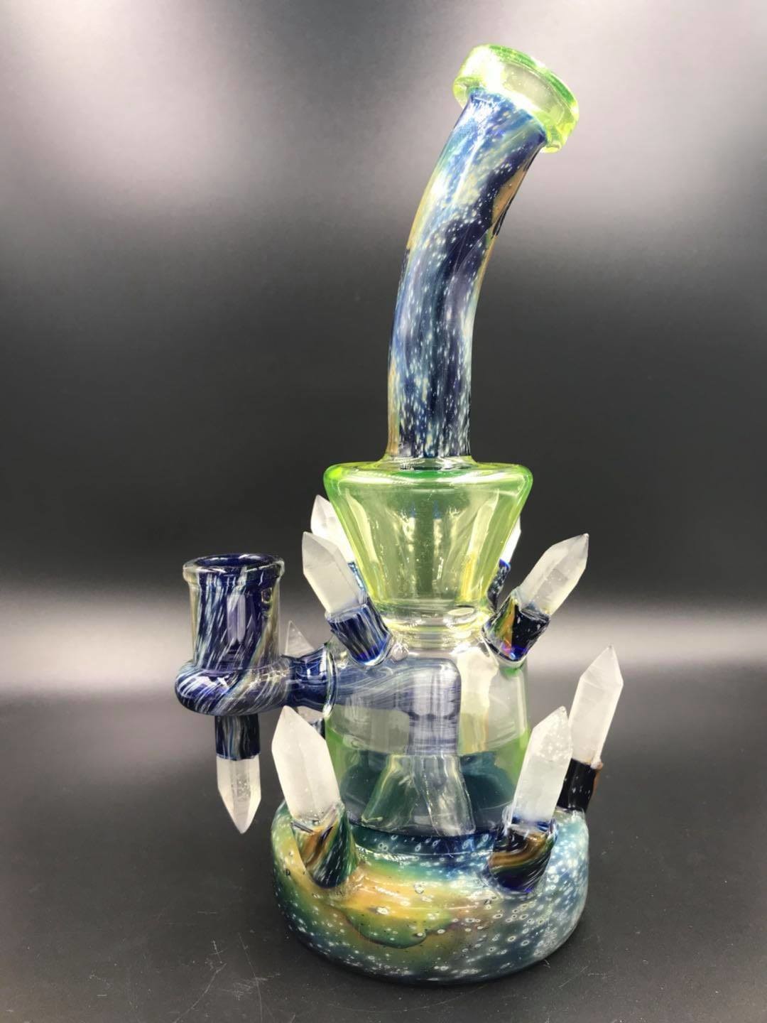 10" Glass Water Pipes Beaker Downstem Dab Oil Rig With 14mm Bowl Slide