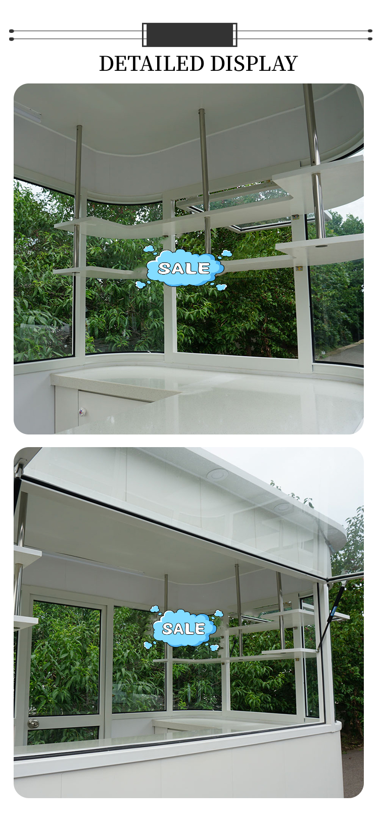 Outlet Mobile Fast Food Cart for Snacks Beverages Ice Cream Coffee Milk Tea and Fruit Juice