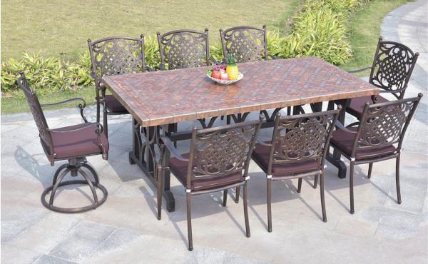 Leisure Garden Cast Aluminum 8 Seater Outdoor Furniture Table And Chair Set