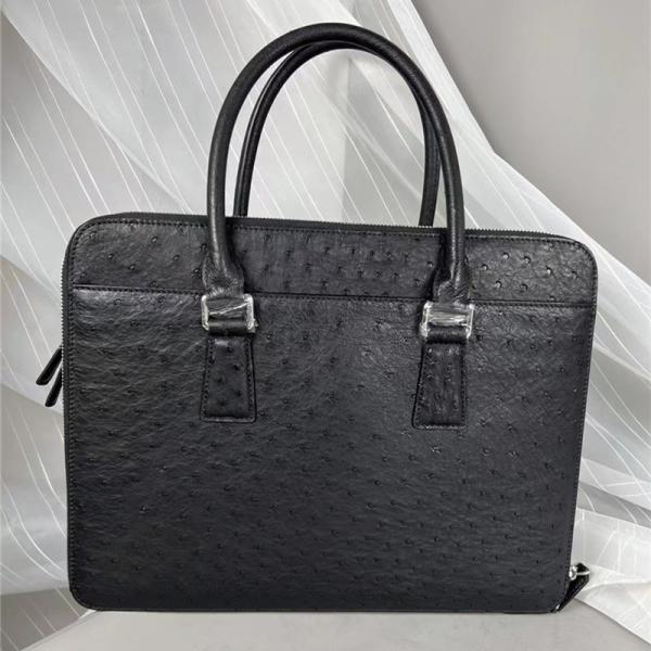 Authentic Ostrich Skin Businessmen Working Travel Purse Laptop Briefcase Genuine