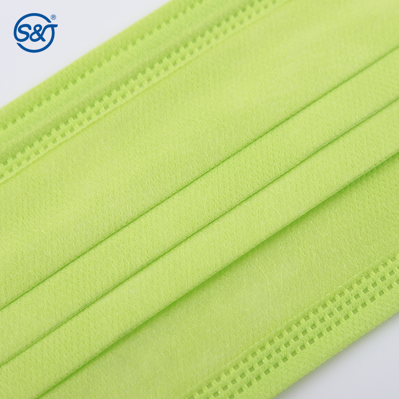 Disposable Medical / Surgical Face Mask Respirator Fresh Green Cotton Ear Loops 4-ply Fully Colore Hospital Dental Daily Use