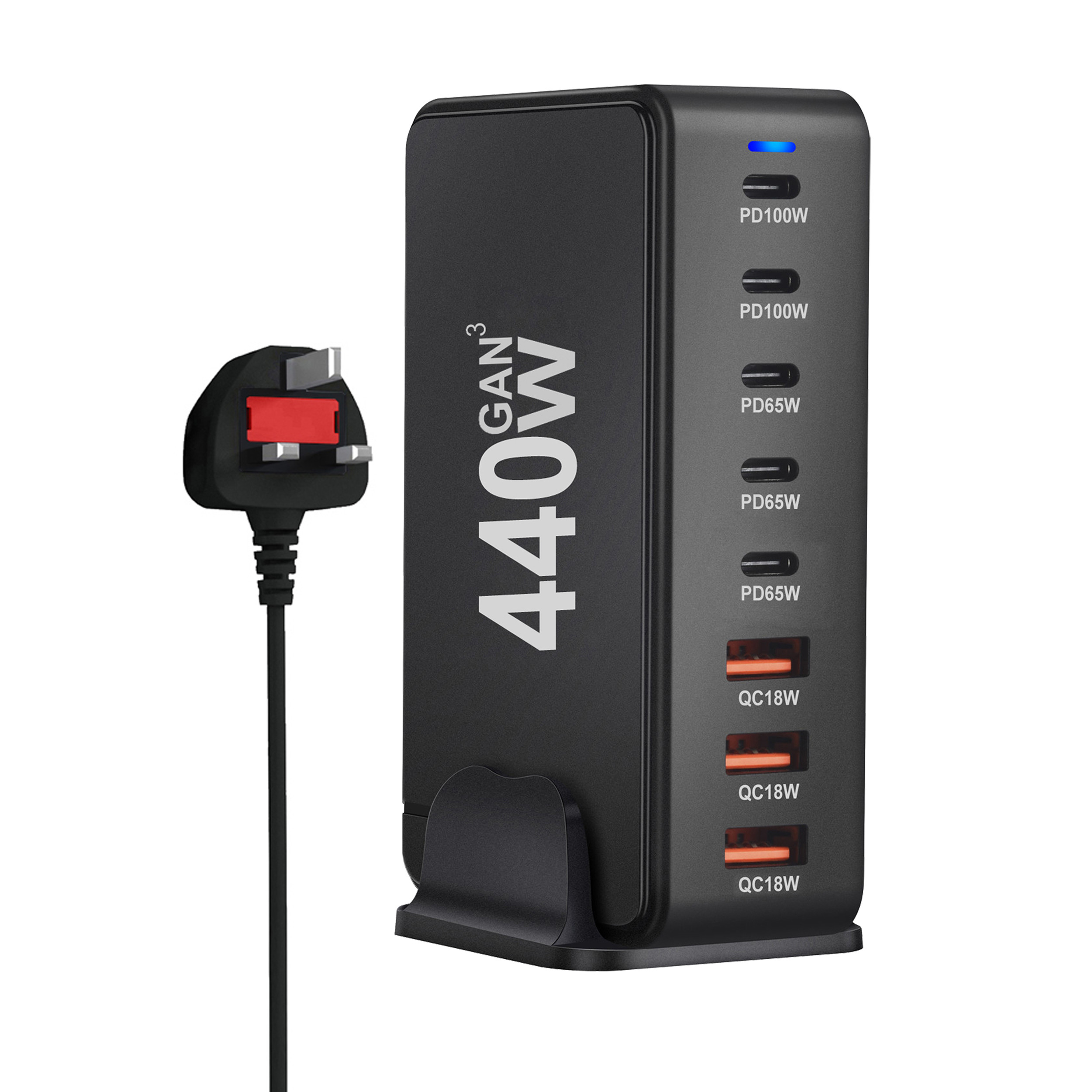440W GaN Fast Charger 8 Port USB HUB PD/PPS Support for Laptop/Table/Smart Phone