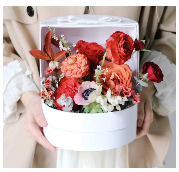 Industrial Gift Craft Custom Luxury Round Cylinder Roses Bouquet Cardboard Paper Box