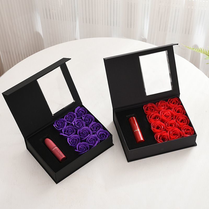 Elegant Black Color Custom Logo Printing Rigid Cardboard Jewelry Flower Gift Packaging Box