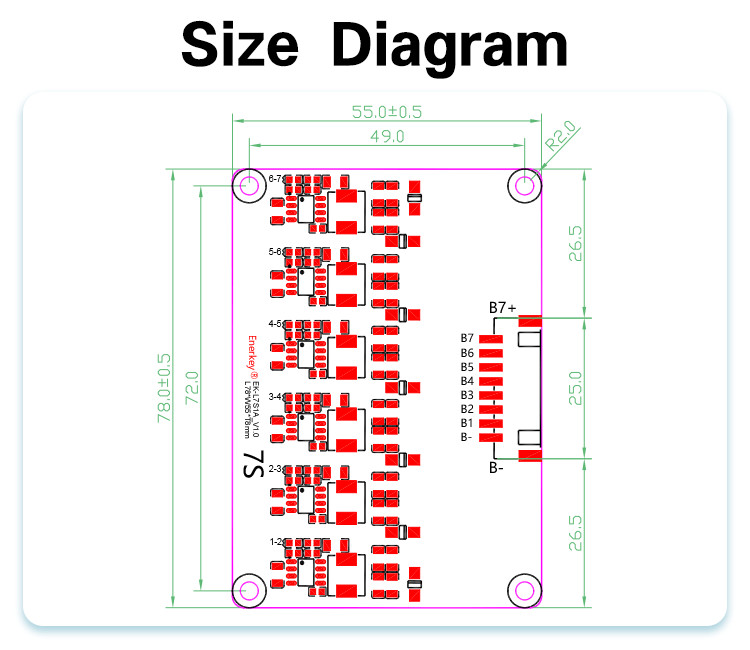 BMS Active Equalizer 24V 1A 7S Active Balancer Lipo / Lifepo4 Battery Balancing Board