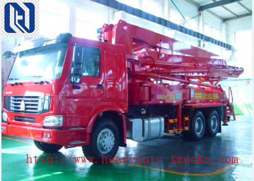 SHMC Cement Pump Truck 37m Boom , Air Cooling Concrete Pumping Trucks