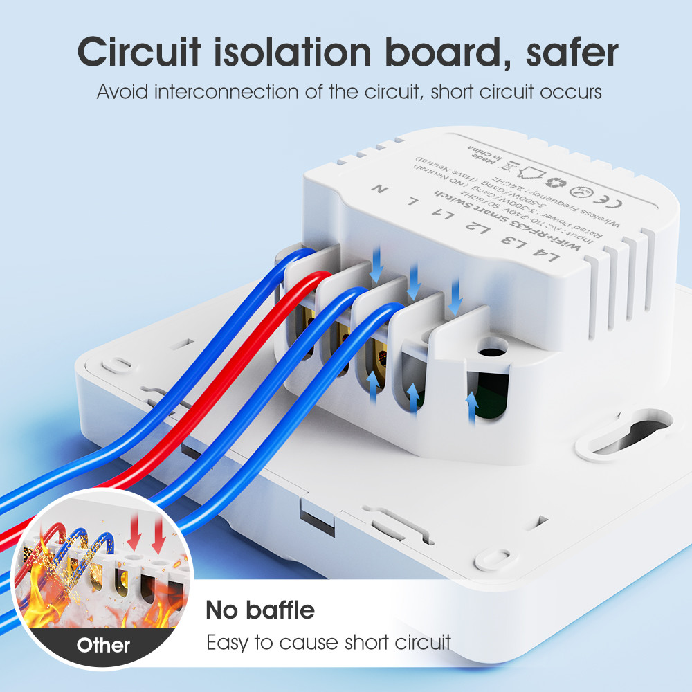 Tuya WiFi switch RF433 control Timing Voice App Alexa, Google Home Smart Home No Neutral Wire WiFi EU Wall Switch