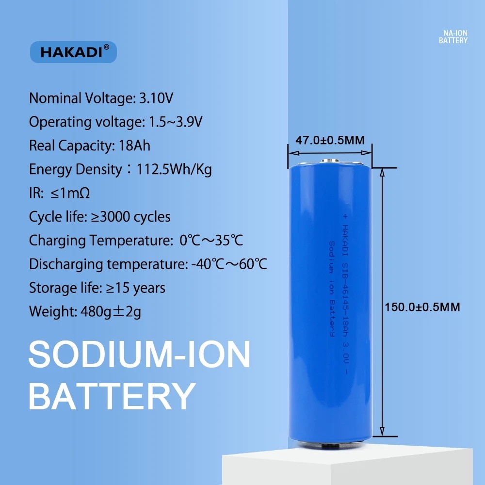 New Sodium Na Ion Battery 3000 Cycles Brand New 18ah 3v Cylindrical Sodium Ion Battery Cell