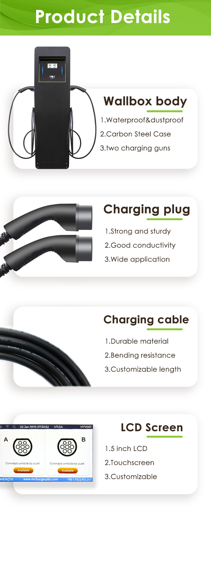 Commercial double gun ev charger Type 2 14kw 32A one phase OEM ODM public ev charger station