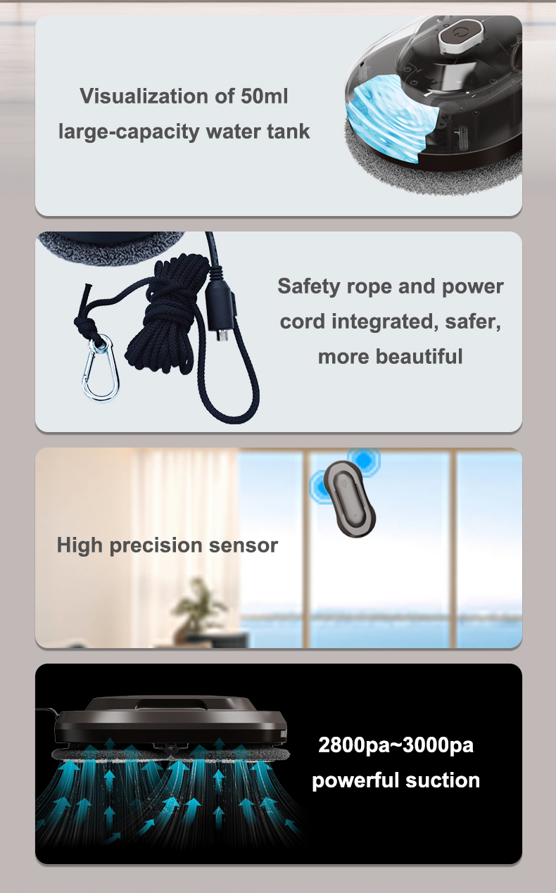 295mm Smart Home Clean Robot 3000pa Powerful Window Robot Vacuum Cleaner