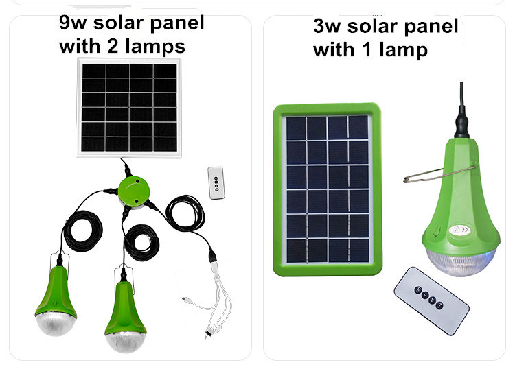 Solar Lighting Kit Panel 6W 6V LED Bulb Lamps