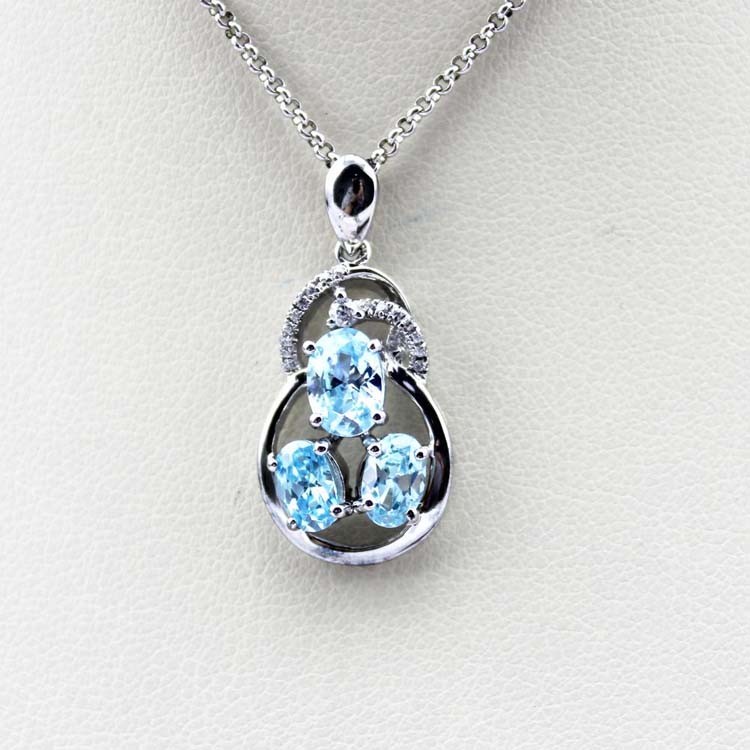 Fashion Silver Jewelry Amethyst Cubic Zircon Three Stones Pendant (PSJ0385)