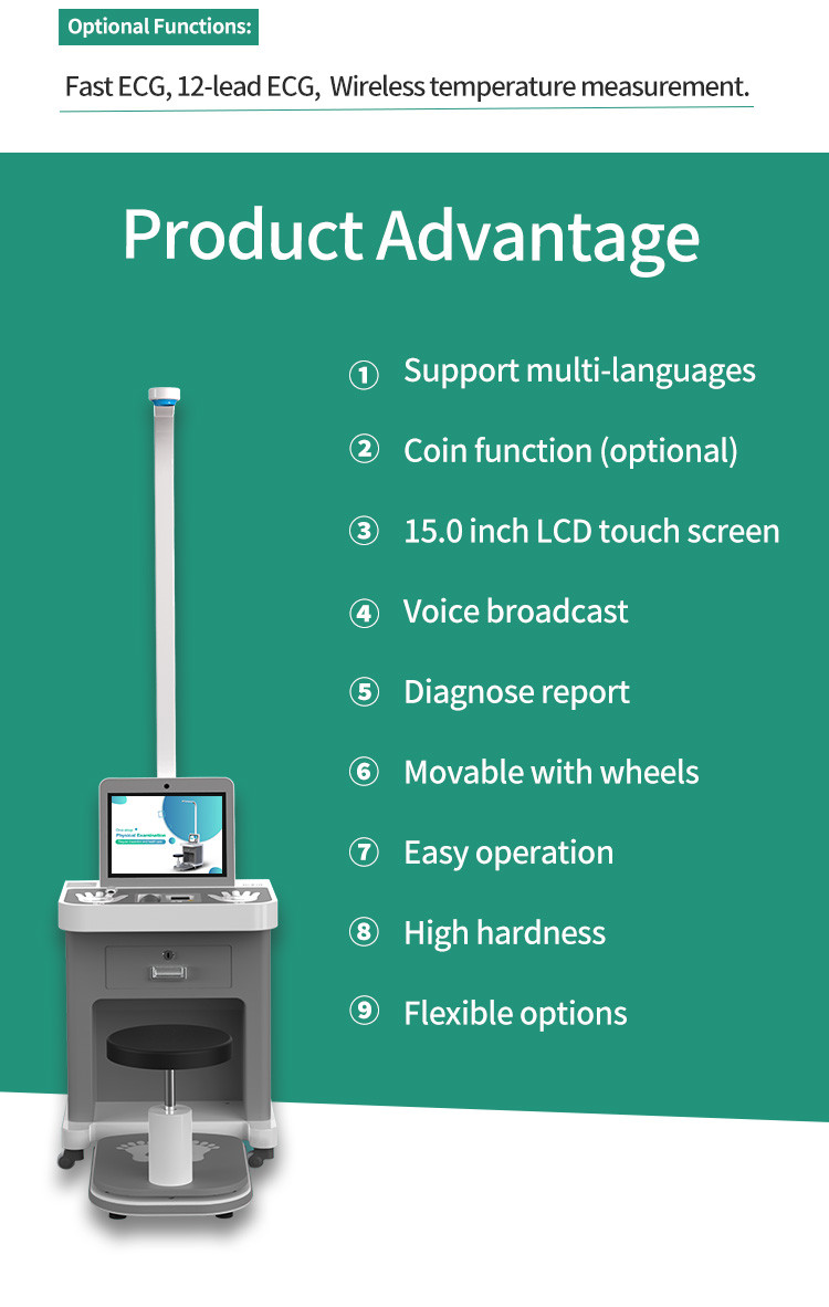 Patient Self Service Health Check Kiosk In Healthcare Medical Checkup Scale