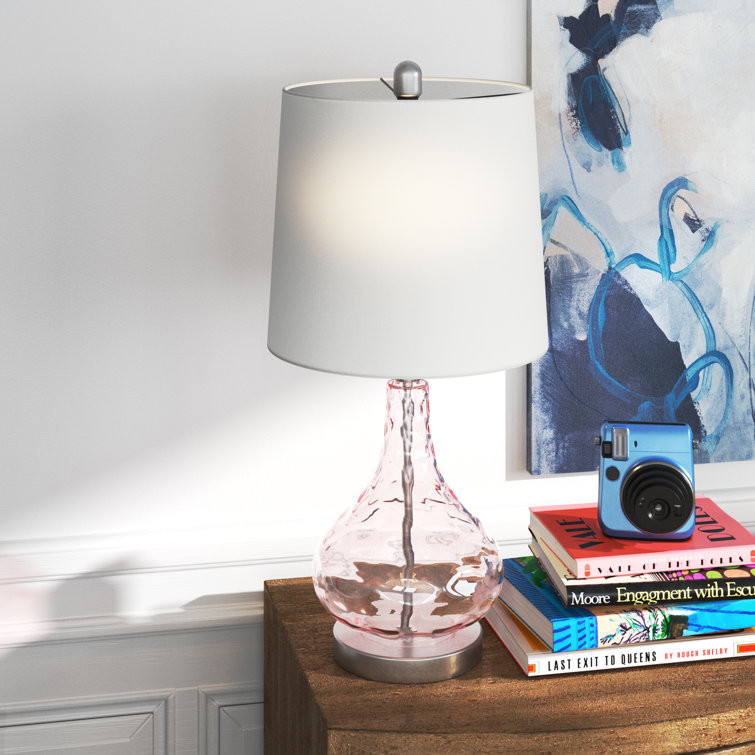 Customized Modern Glass Bedside Table Lamp Beautiful Blue / Pink / Green