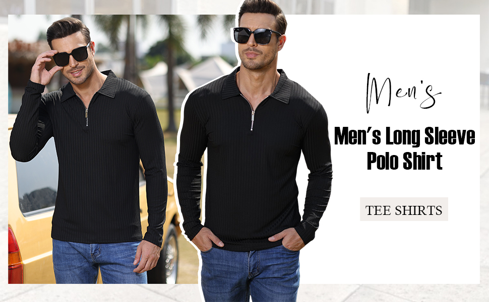 Custom Polo T Shirt for Men Luxury Half Zip Up Neck Ribbed Business Casual Tee Shirts