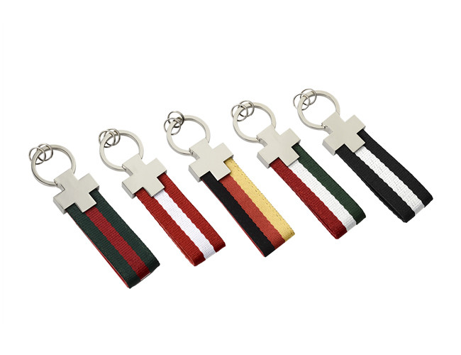 Webbing Car Leather Key Holder Rectangle Keychain Iron Pantone Hang